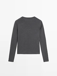 Ribbed long sleeve melange T-shirt