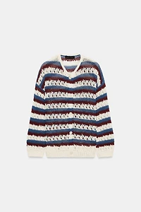 OPEN-KNIT STRIPED JACKET