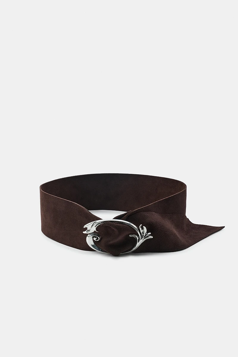100% SUEDE LEATHER BELT WITH ORGANIC BUCKLE