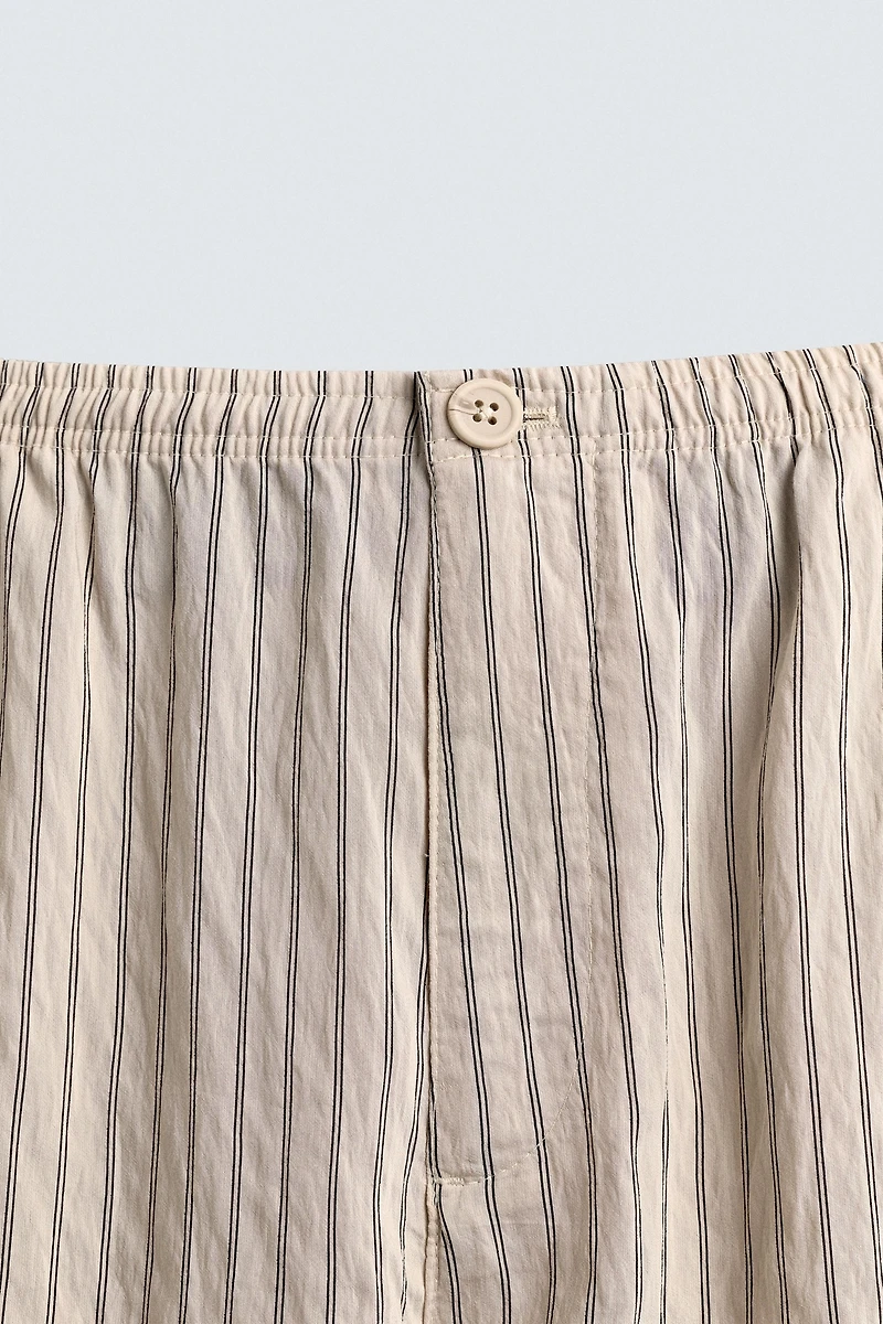 WRINKLED EFFECT STRIPED FLOWY PANTS