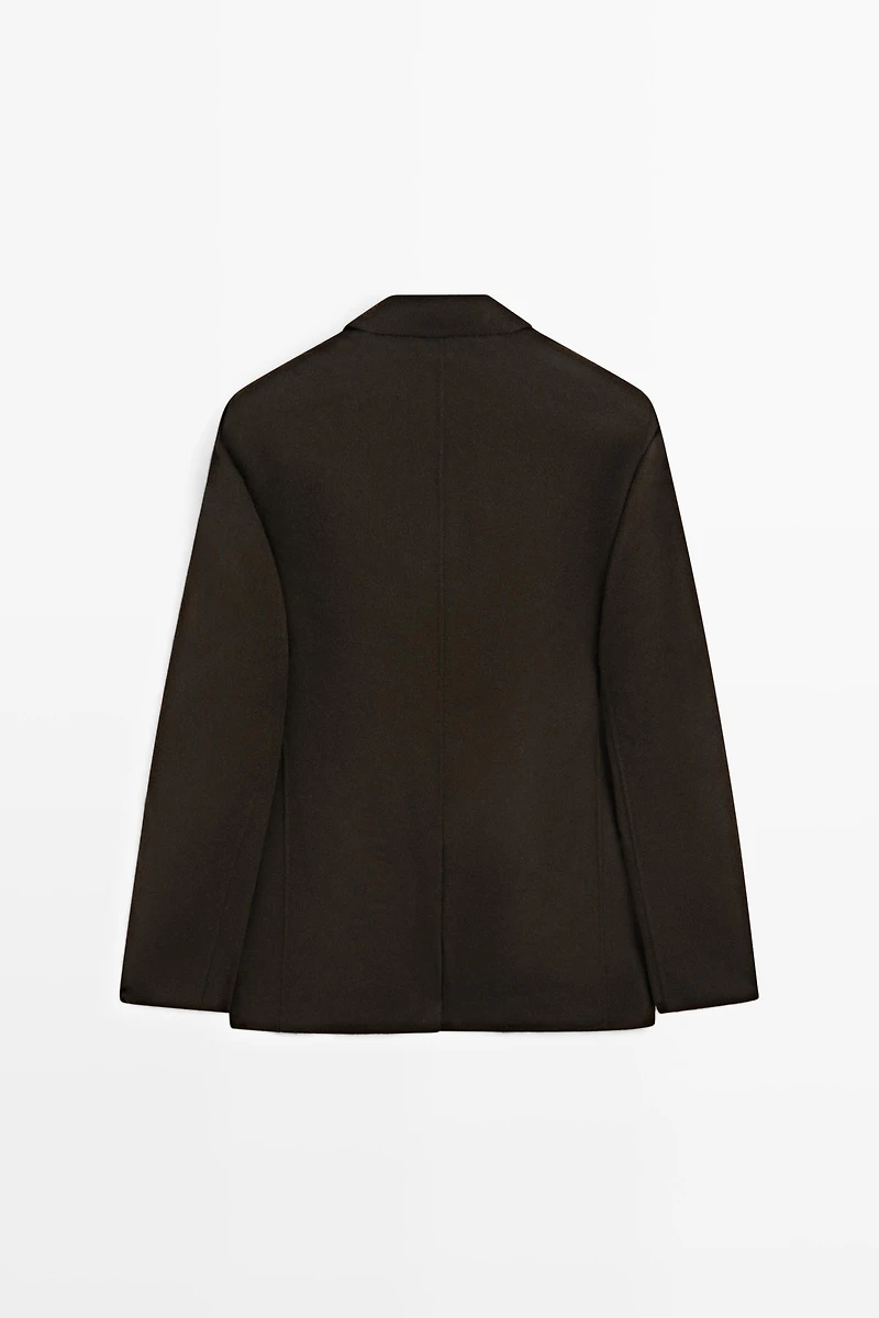 Double-layer wool blend blazer