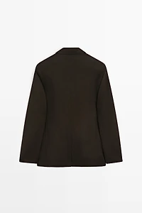 Double-layer wool blend blazer