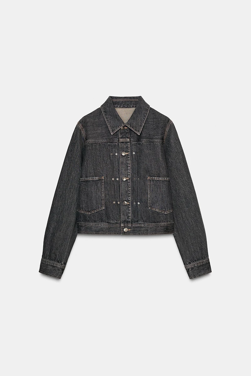 TRF PLEATED SEAM DENIM JACKET