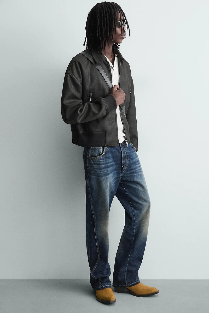 FAUX LEATHER BOMBER JACKET