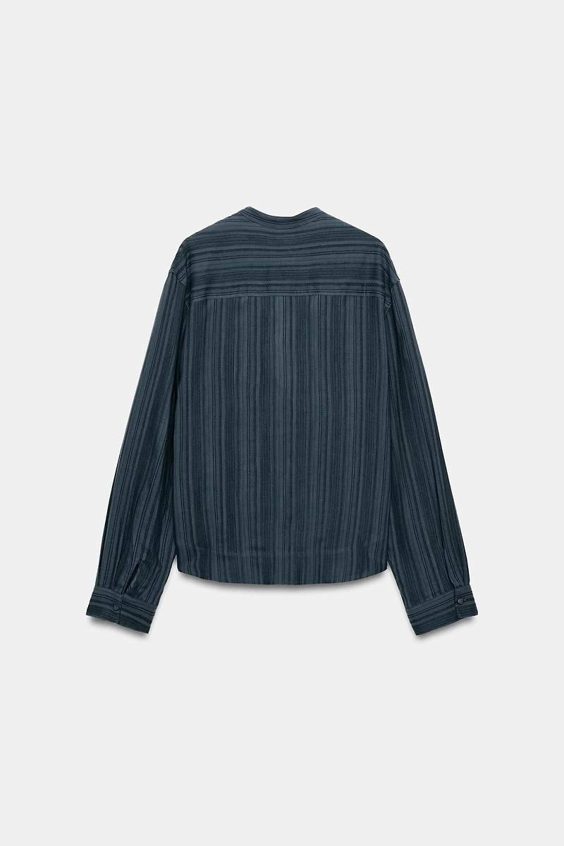 ZW COLLECTION STRIPED FROG FASTENING SHIRT
