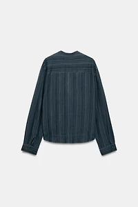 ZW COLLECTION STRIPED FROG FASTENING SHIRT