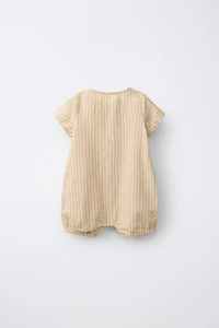 COTTON AND LINEN STRIPED ROMPER