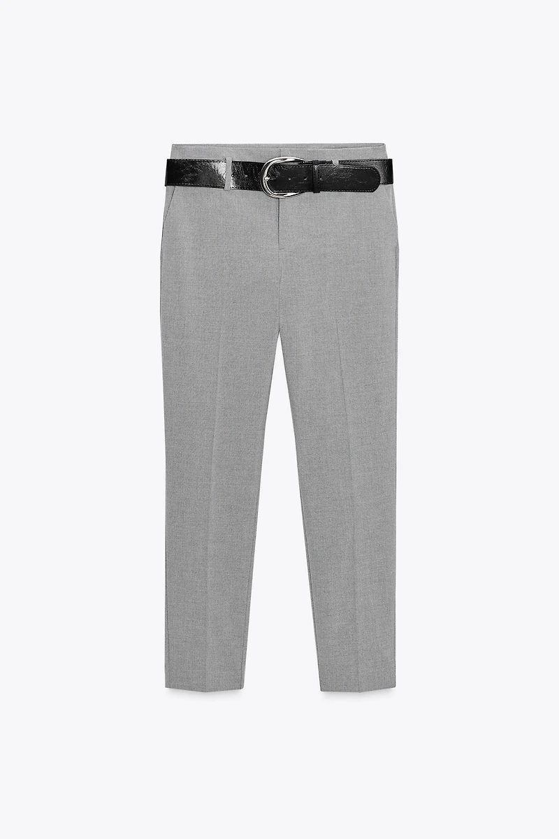 BELTED SLIM PANTS