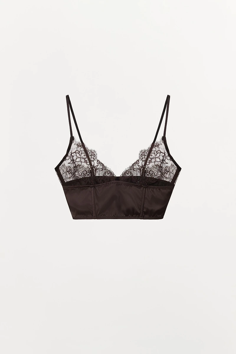 SATIN EFFECT LACE COMBINATION BRALETTE