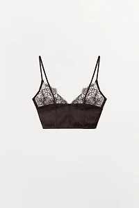 SATIN EFFECT LACE COMBINATION BRALETTE