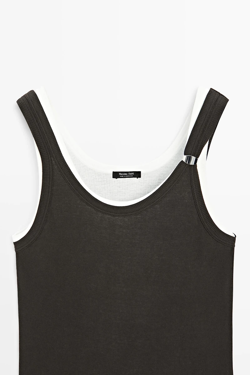 Double-layer strappy top with jewel detail