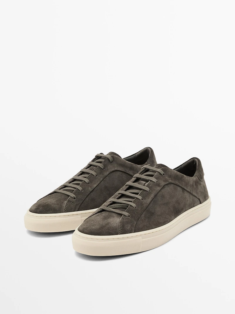Split suede trainers