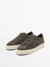 Split suede trainers