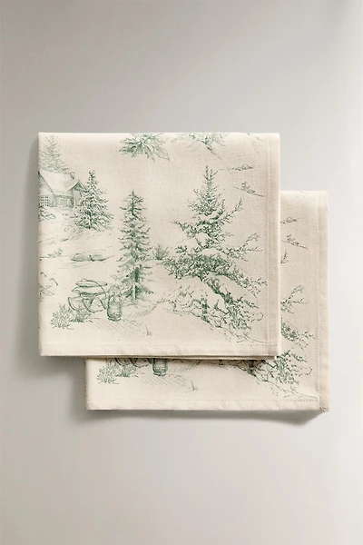 SET OF TOILE DE JOUY CHRISTMAS COTTON NAPKINS (SET OF 2)