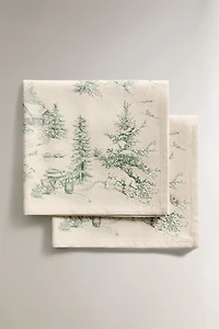 LOT DE SERVIETTES DE TABLE EN COTON TOILE DE JOUY NOËL (LOT DE 2)