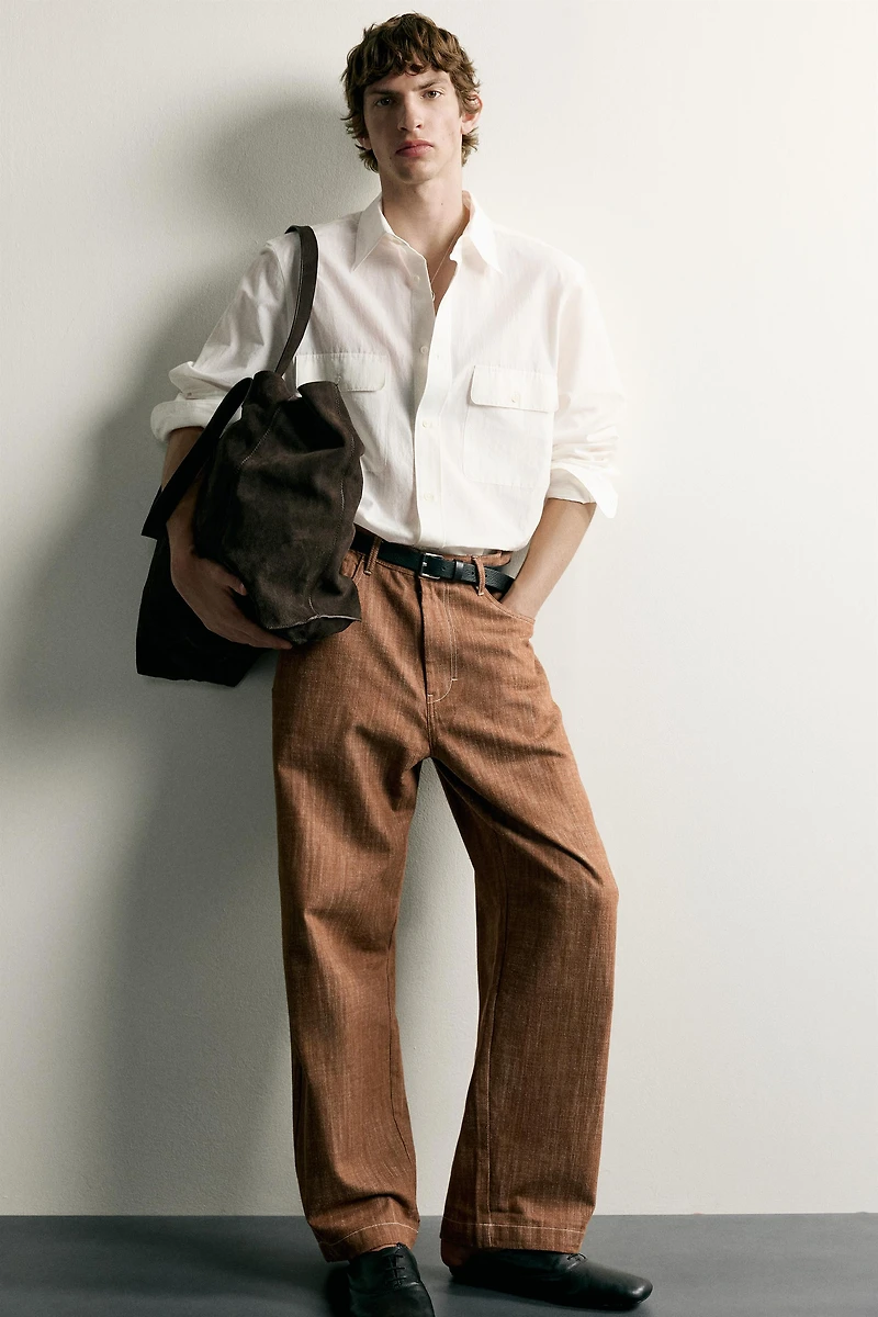 RELAXED FIT TOPSTITCHED PANTS