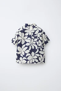 FLORAL PRINT SHIRT WITH COTTON AND LINEN