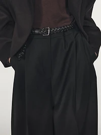 Bermuda long à pinces en flanelle