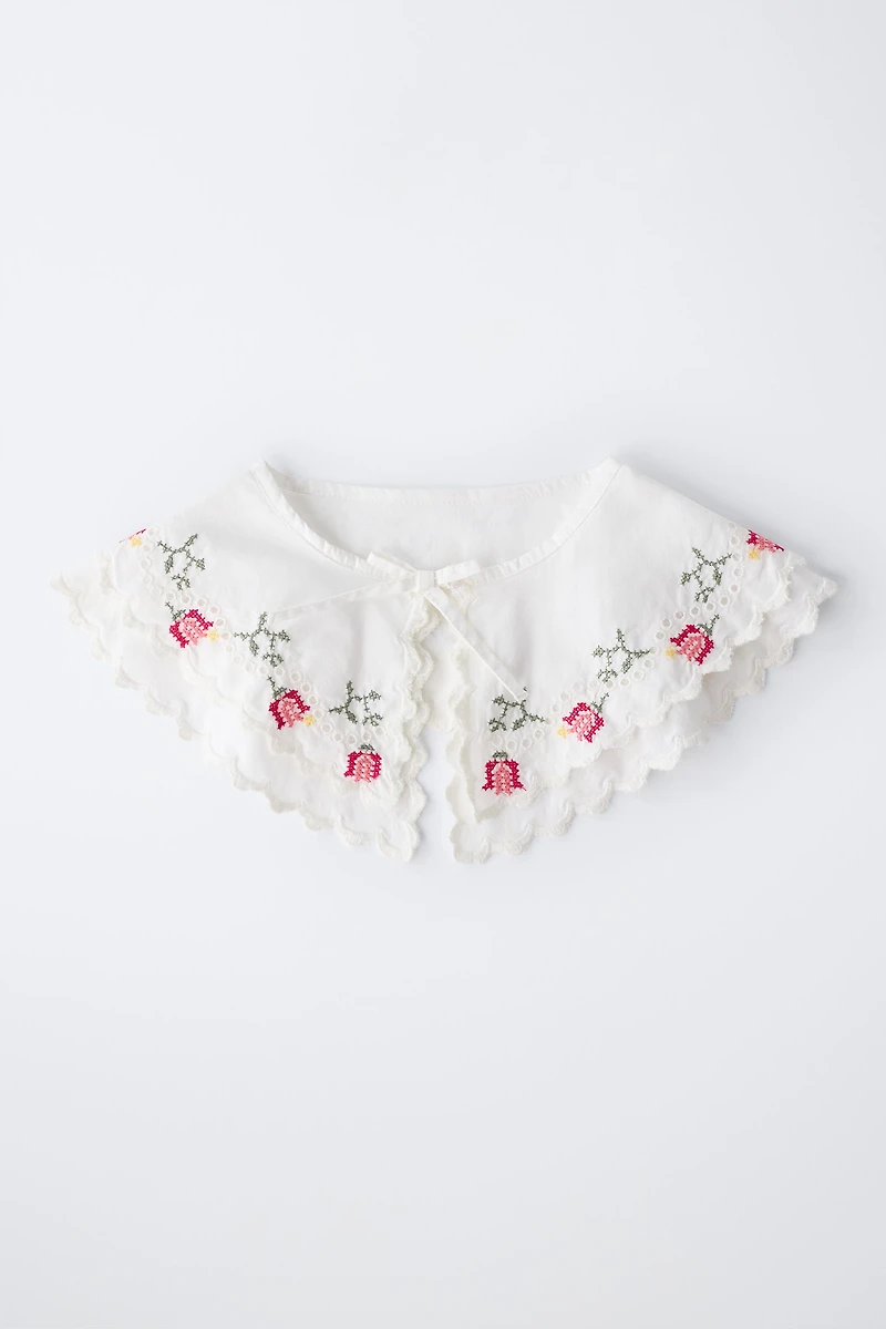 CROSS-STITCH EMBROIDERED POPLIN COLLAR