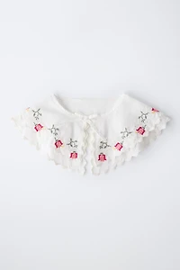 CROSS-STITCH EMBROIDERED POPLIN COLLAR