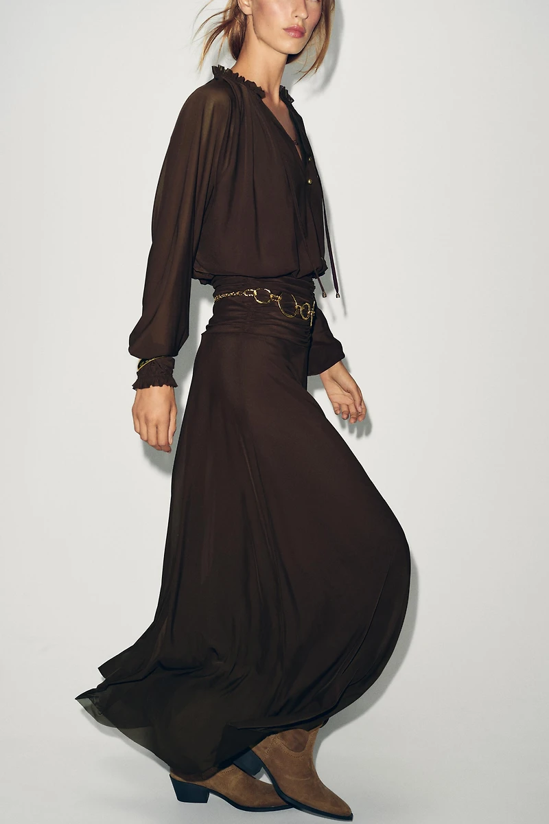 RUCHED LONG DRESS