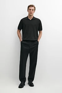 Wool blend short sleeve knit polo