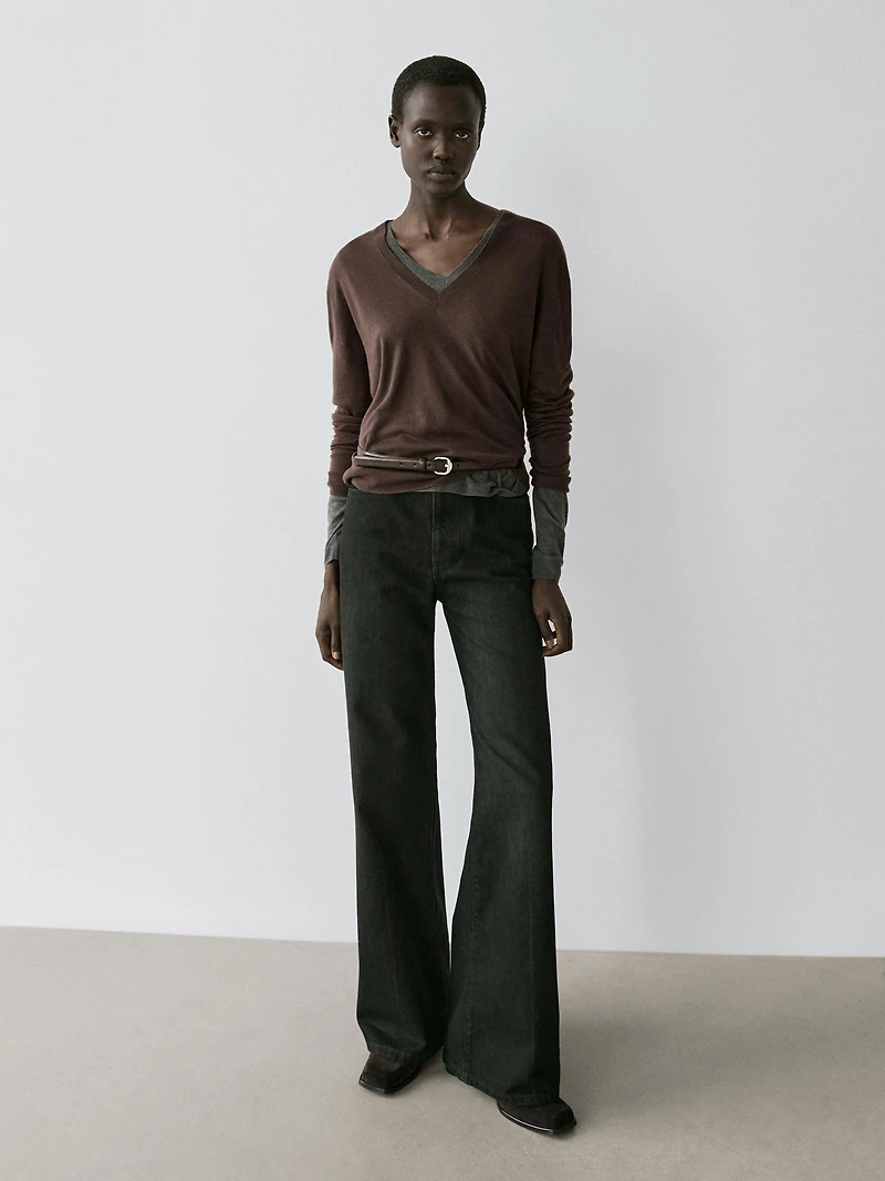 Silk and wool blend knit sweater