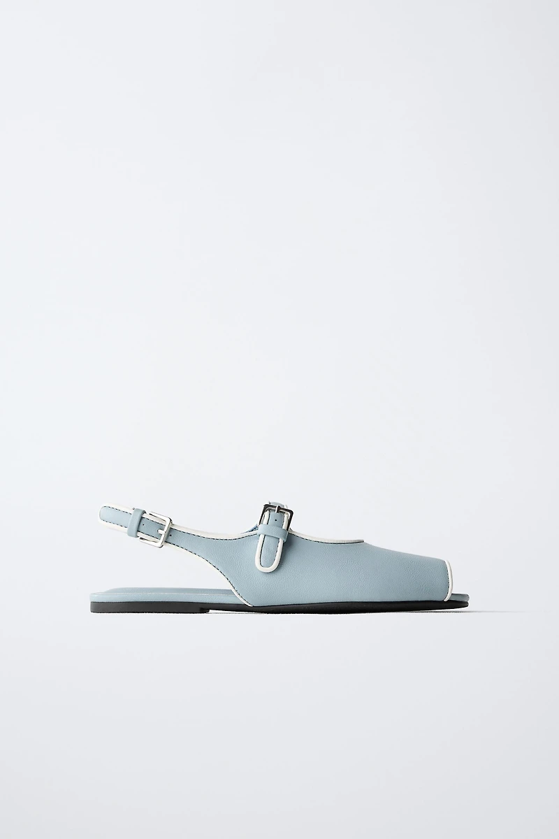 SLINGBACK BALLET FLATS WITH PIPING