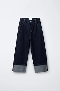 WIDE LEG CUFFED JEANS