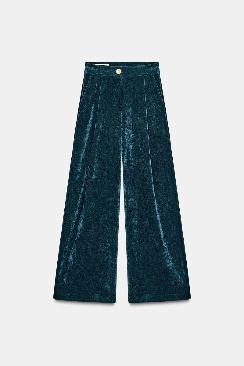 VELVET WIDE LEG PANTS