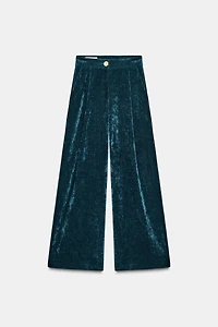 VELVET WIDE LEG PANTS