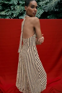 STRIPED BUBBLE MIDI DRESS