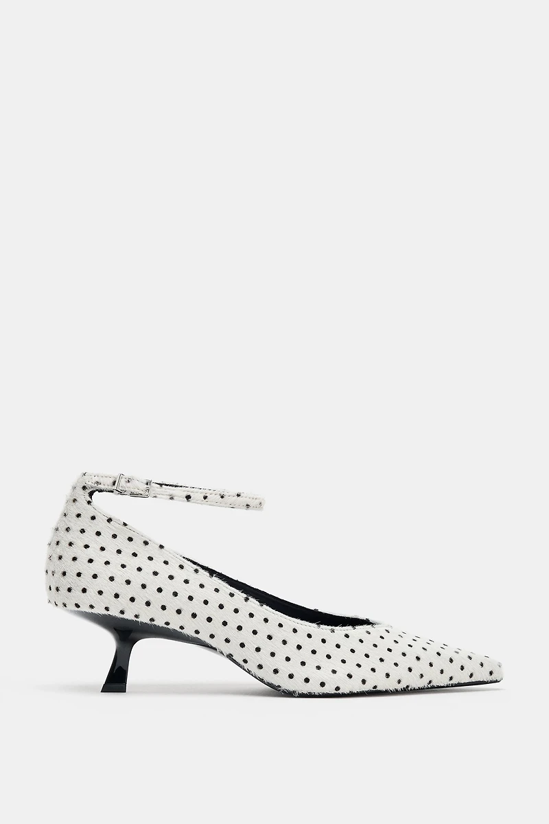 POLKA DOT FUR LEATHER HEELS