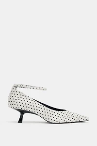 POLKA DOT FUR LEATHER HEELS