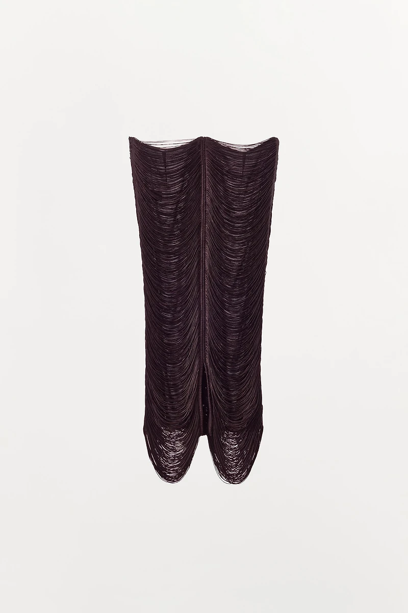 FRINGED MIDI SKIRT