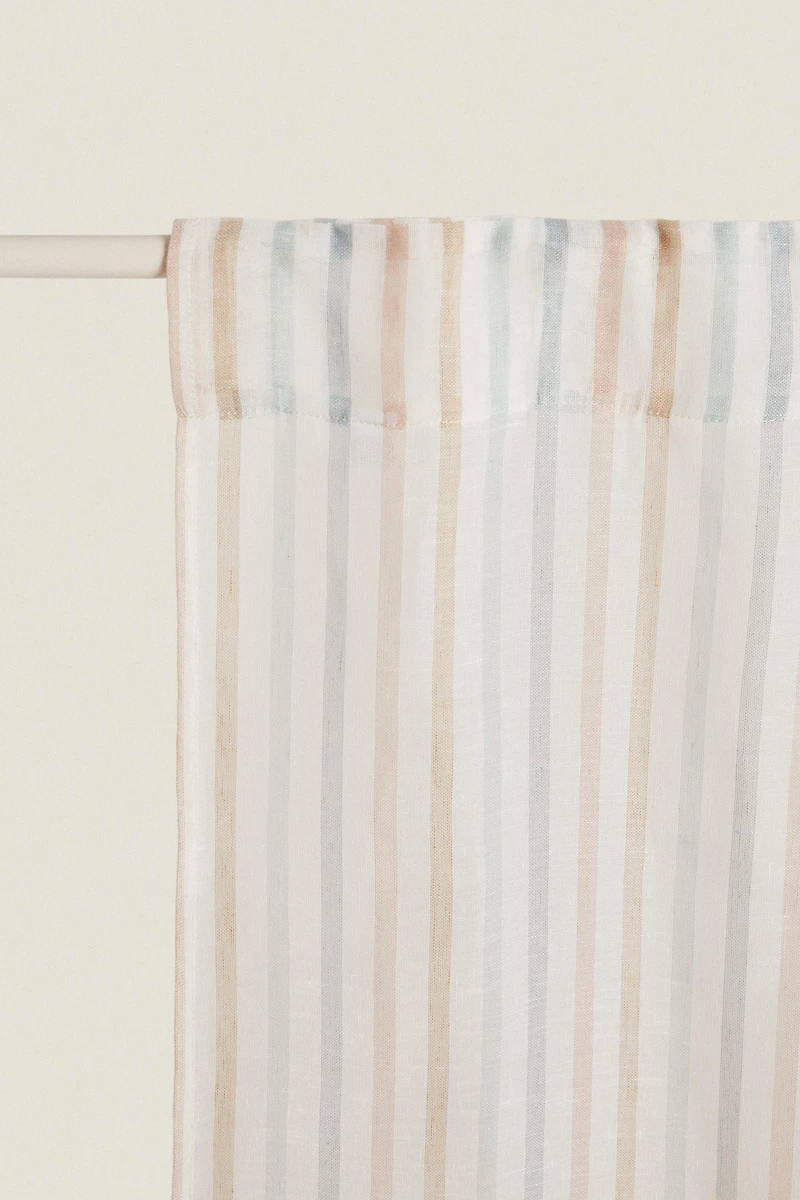 LOW OPACITY MULTICOLORED STRIPED CURTAIN