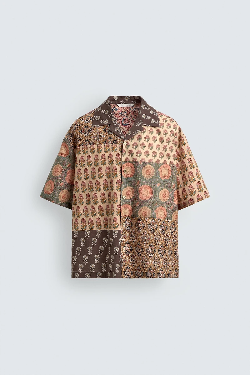 RELAXED FIT PATCHWORK PRINT SHIRT