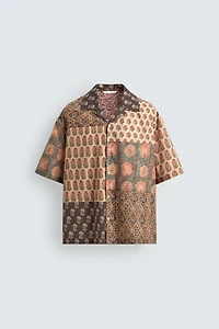 RELAXED FIT PATCHWORK PRINT SHIRT