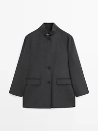 Wool blend high neck coat