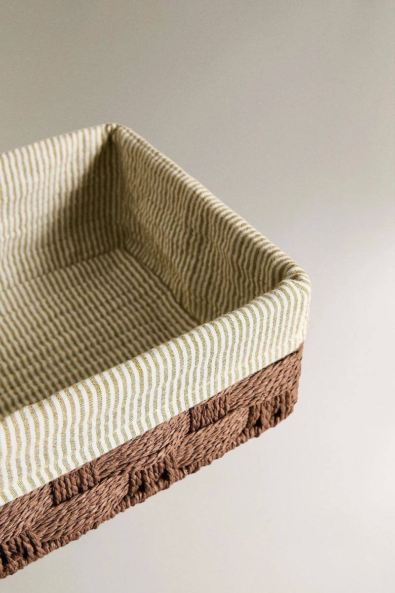 RECTANGULAR FABRIC-LINED BASKET