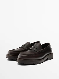 Moc toe loafers with track sole