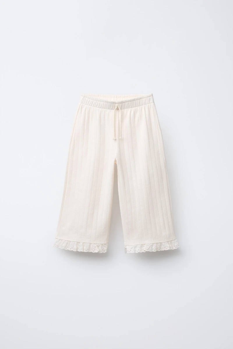SWISS EMBROIDERED JACQUARD PANTS