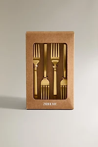 SET OF GOLD STEEL BRUNCH DESSERT FORKS (SET OF 4)