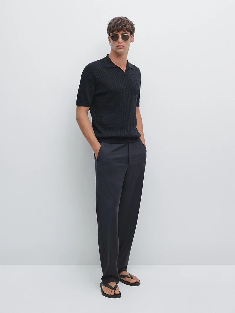 Polo en maille tressée