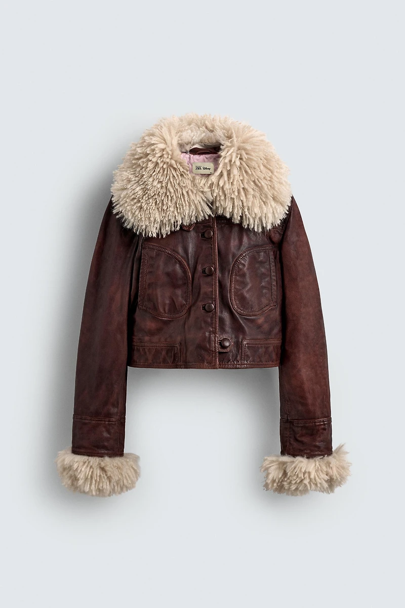 LEATHER JACKET WITH CONTRAST SHEEPSKIN HARRY LAMBERT FOR ZARA X DISNEY
