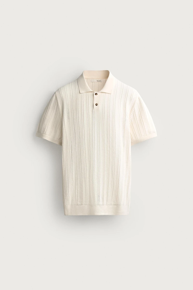 POLO EN MAILLE STRUCTURÉE AJOURÉE