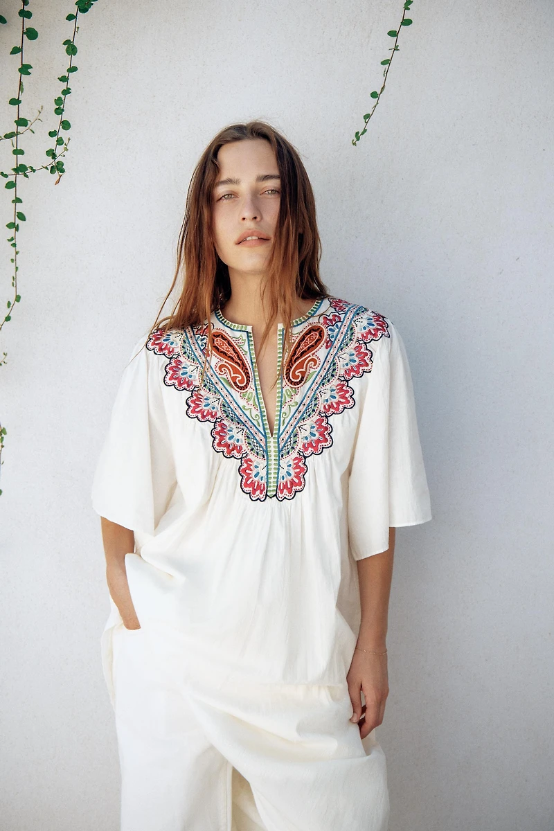 ZW COLLECTION EMBROIDERED MIDI DRESS