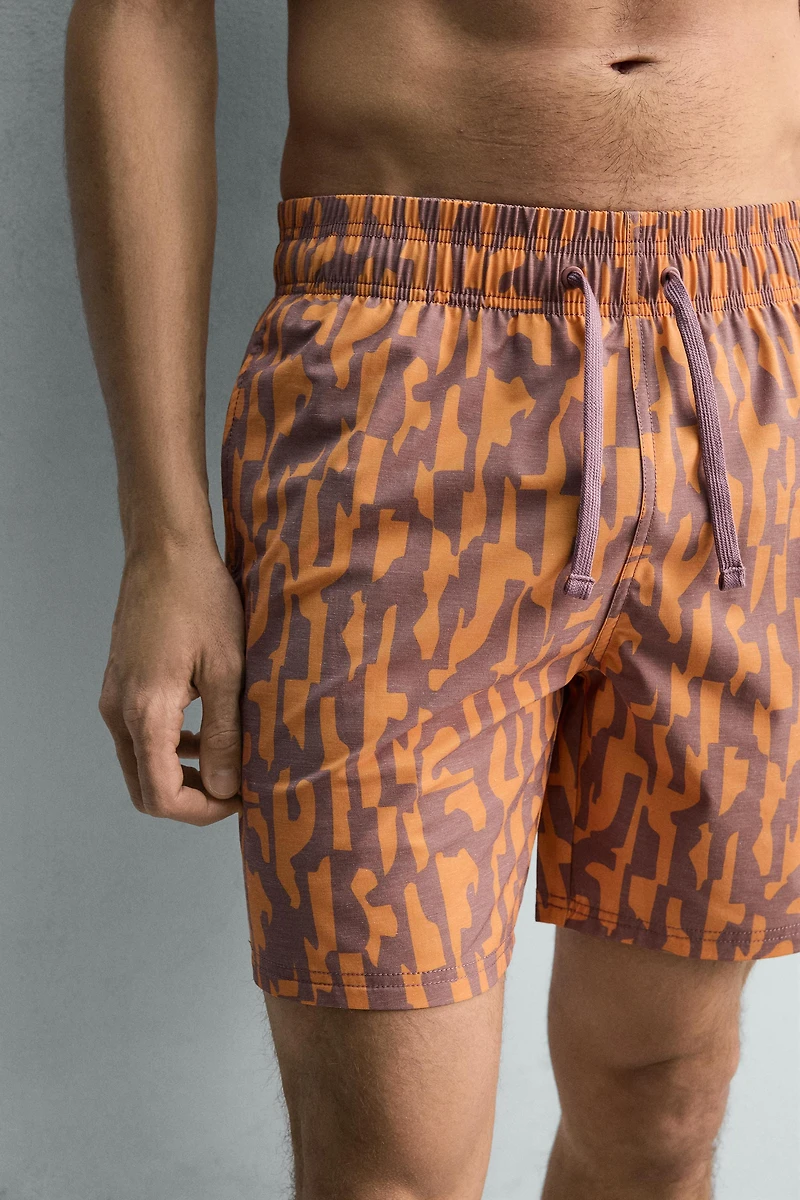 ABSTRACT PRINT LONG SWIMSUIT