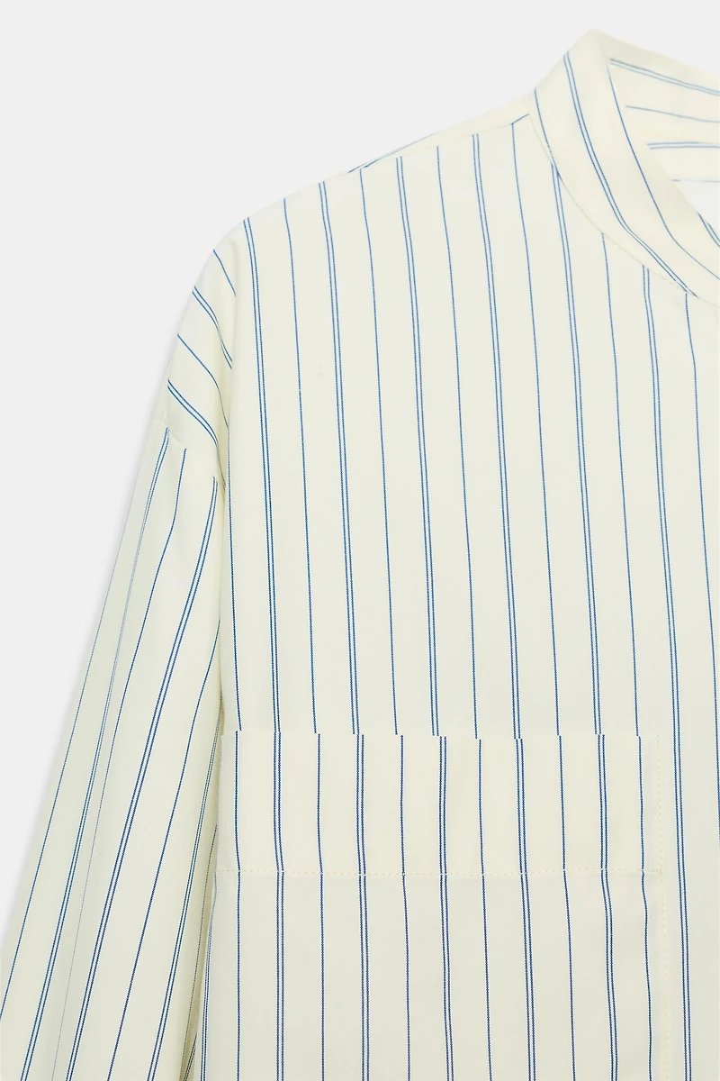 STRIPED MANDARIN COLLAR SHIRT ZW COLLECTION