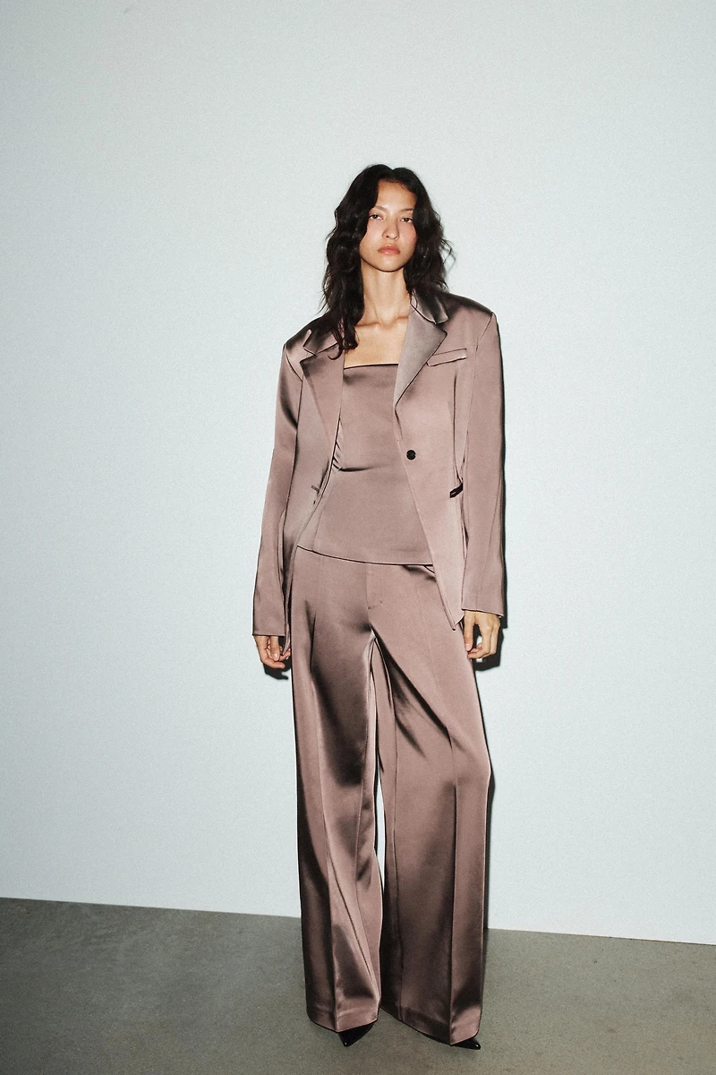 HIGH-WAISTED SATIN PANTS